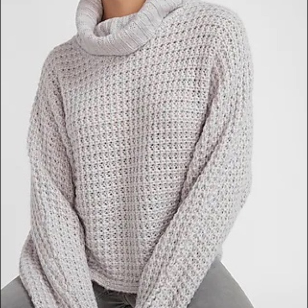 OVERSIZED OPEN STITCH COWL NECK SWEATER